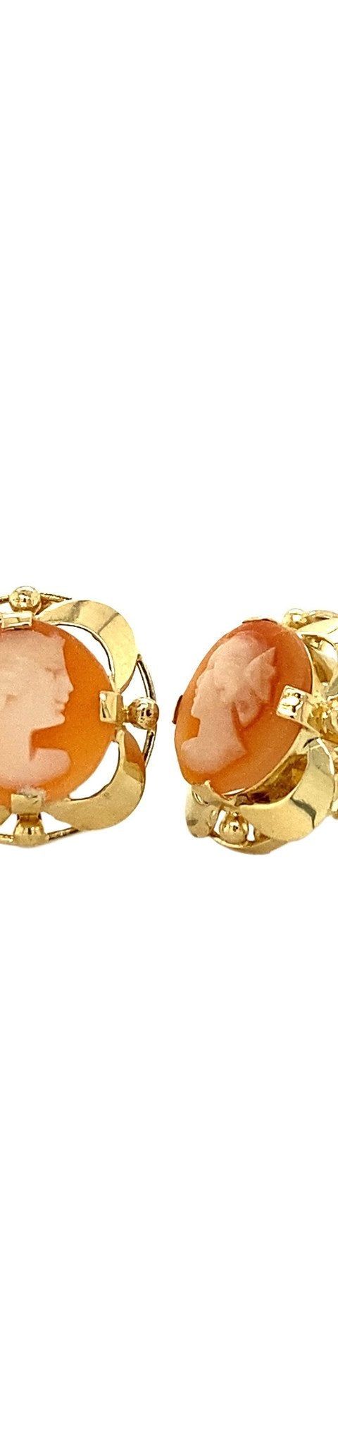 Vintage 14K Gold Stud Earrings with Cameo
